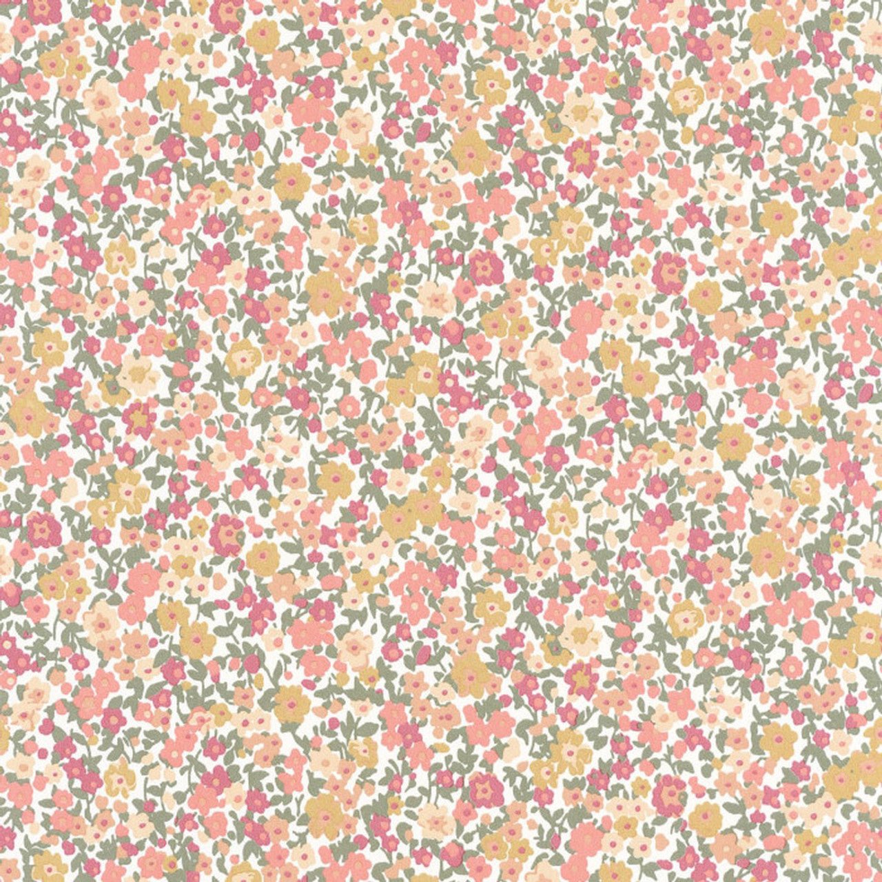 Pansy Flower Market Wallpaper - Kaki / Rouge / Beige - Casadeco - 89218308 - Premier Wallcovering