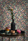 Pansy Flower Market Wallpaper - Bleu Nuit / Rose - Casadeco - 89216424 - Premier Wallcovering