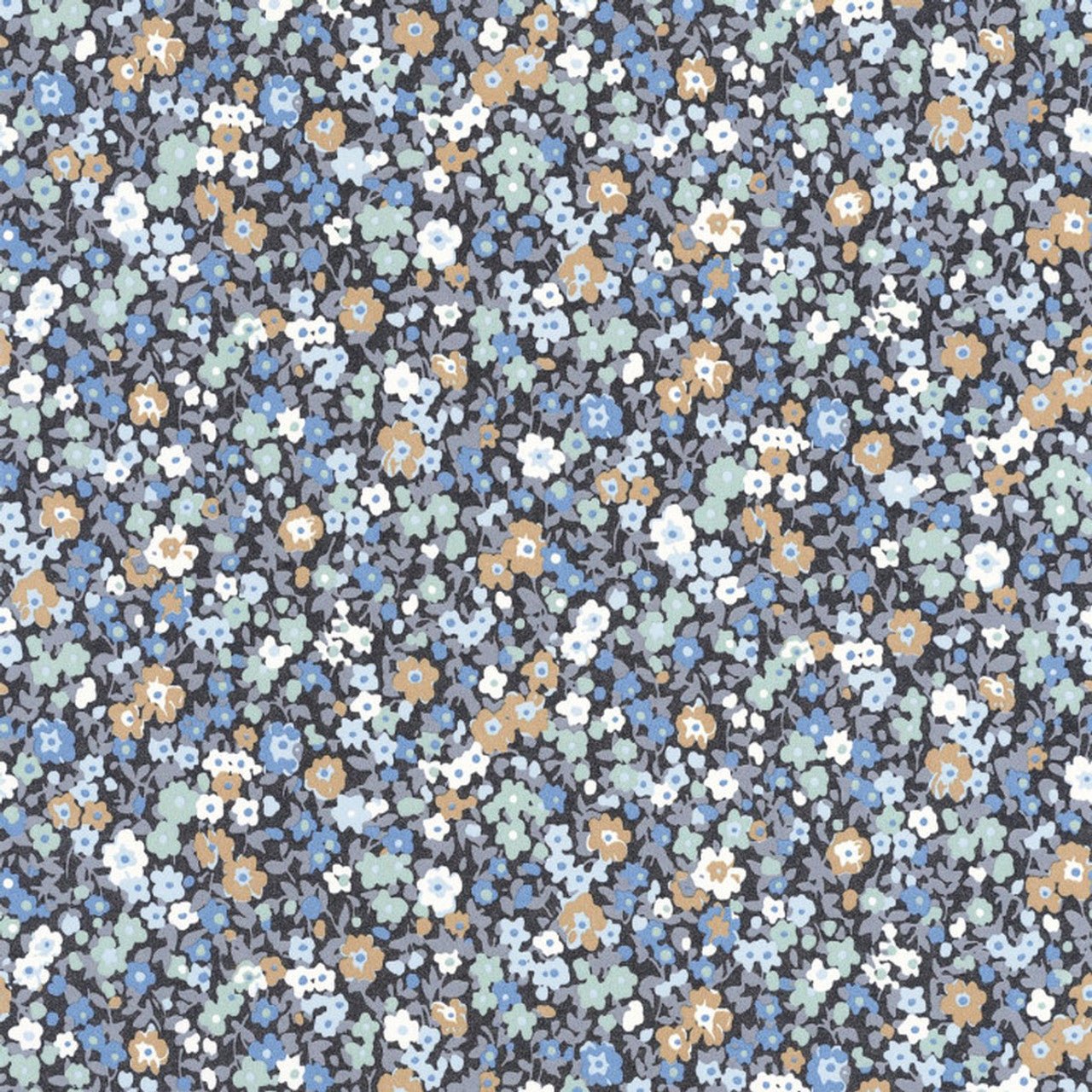 Pansy Flower Market Wallpaper - Encre / Bleu - Casadeco - 89216518 - Premier Wallcovering