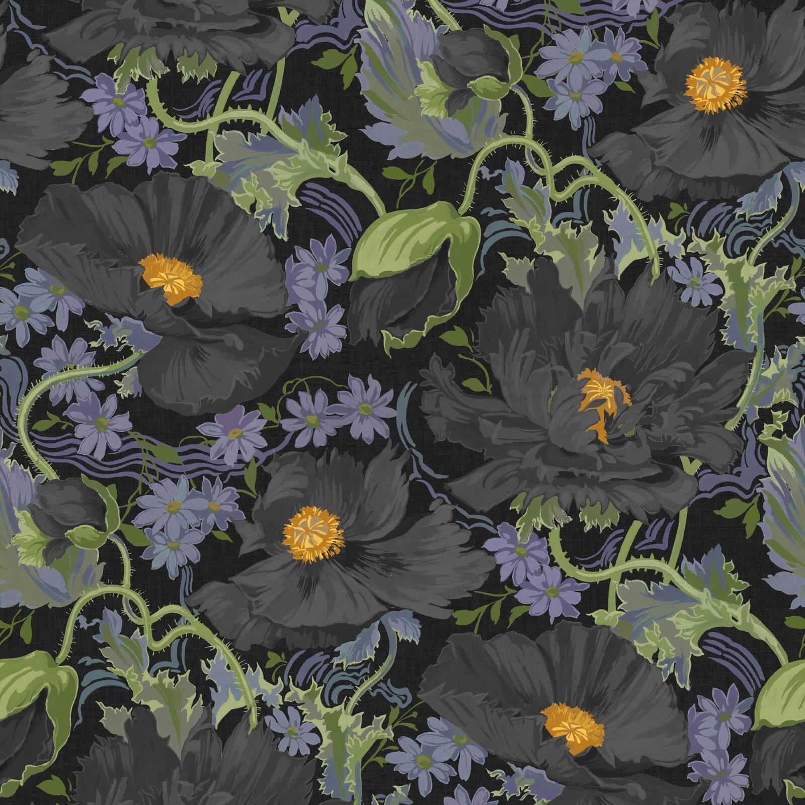 Papavera Wallpaper - Noir - House of Hackney - 1-WA-PAV-DI-NOI-XXX