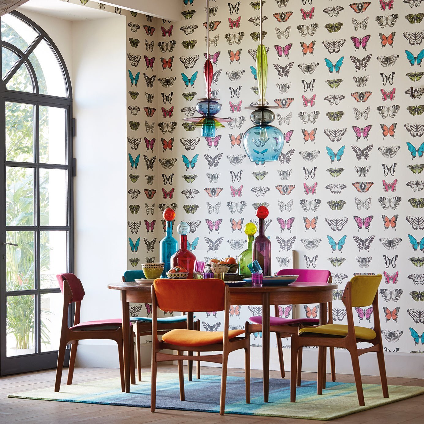 Papilio Wallpaper - Flamingo / Papaya / Olive - HAMA111079 - Harlequin 