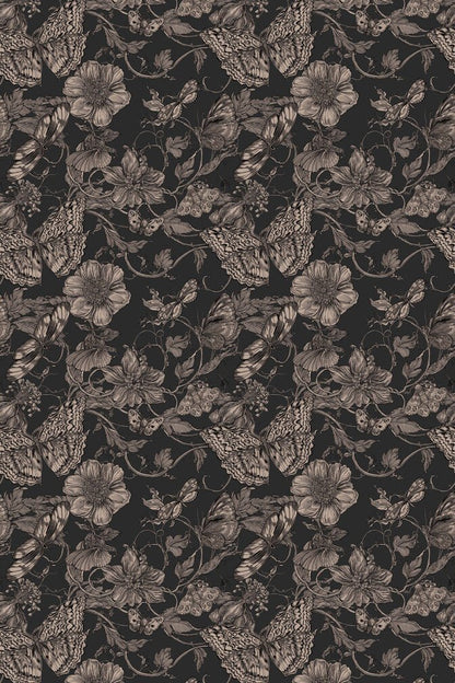 Papillon Wallpaper - Black Tea - Timorous Beasties - BTN/PAP/TXMT/01 - Premier Wallcovering