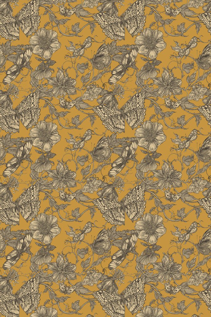 Papillon Wallpaper - Ochre - Timorous Beasties - BTN/PAP/TXMT/03 - Premier Wallcovering