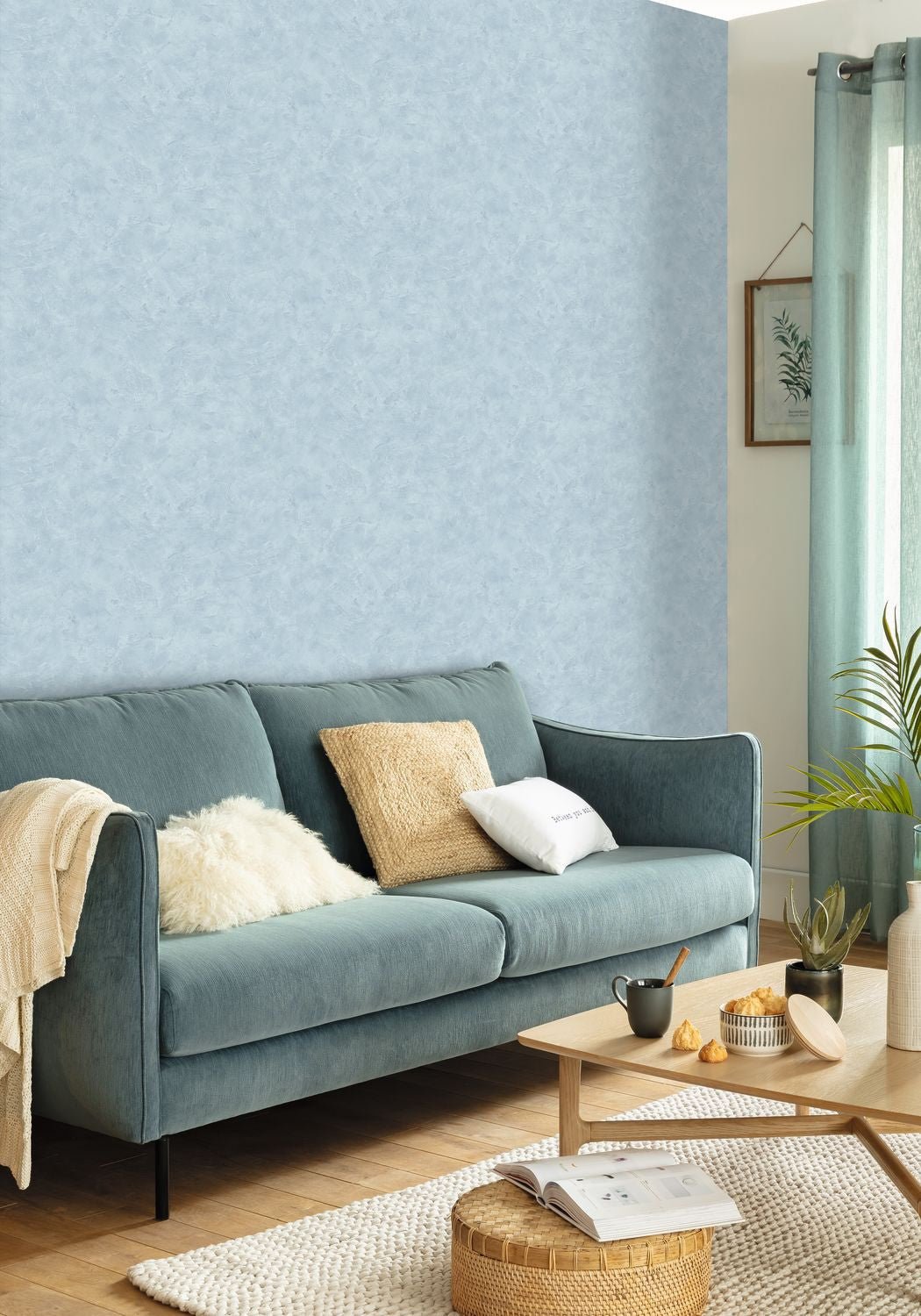 Patine Uni Wallpaper - Bleu Gris - Caselio - 100226603