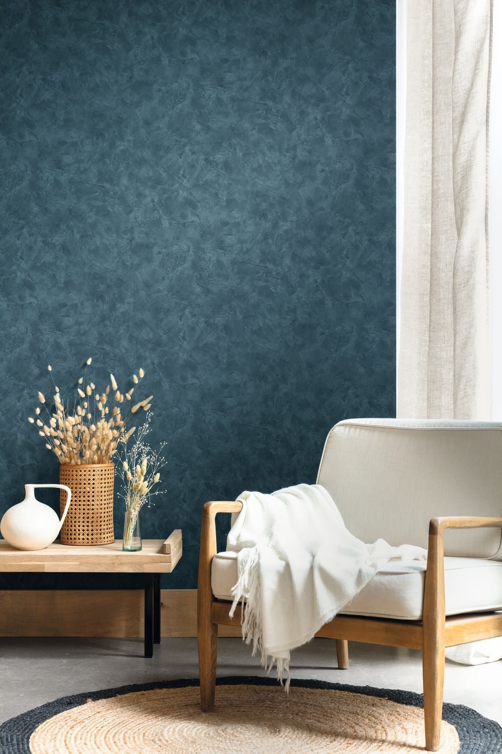 Patine Uni Wallpaper - Bleu Mineral - Caselio - 100226941