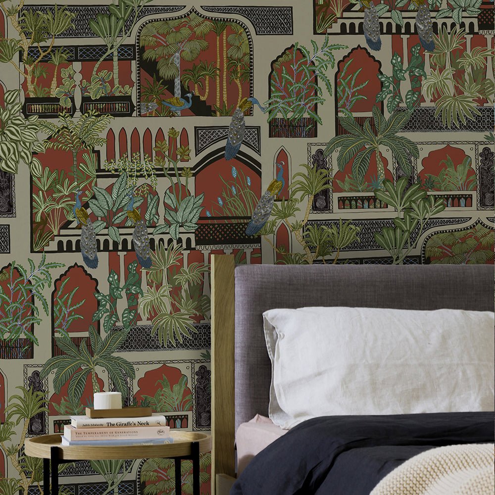 Peacock Arches Wallpaper - Terracotta - Josephine Munsey - JMW-101141 - Premier Wallcovering
