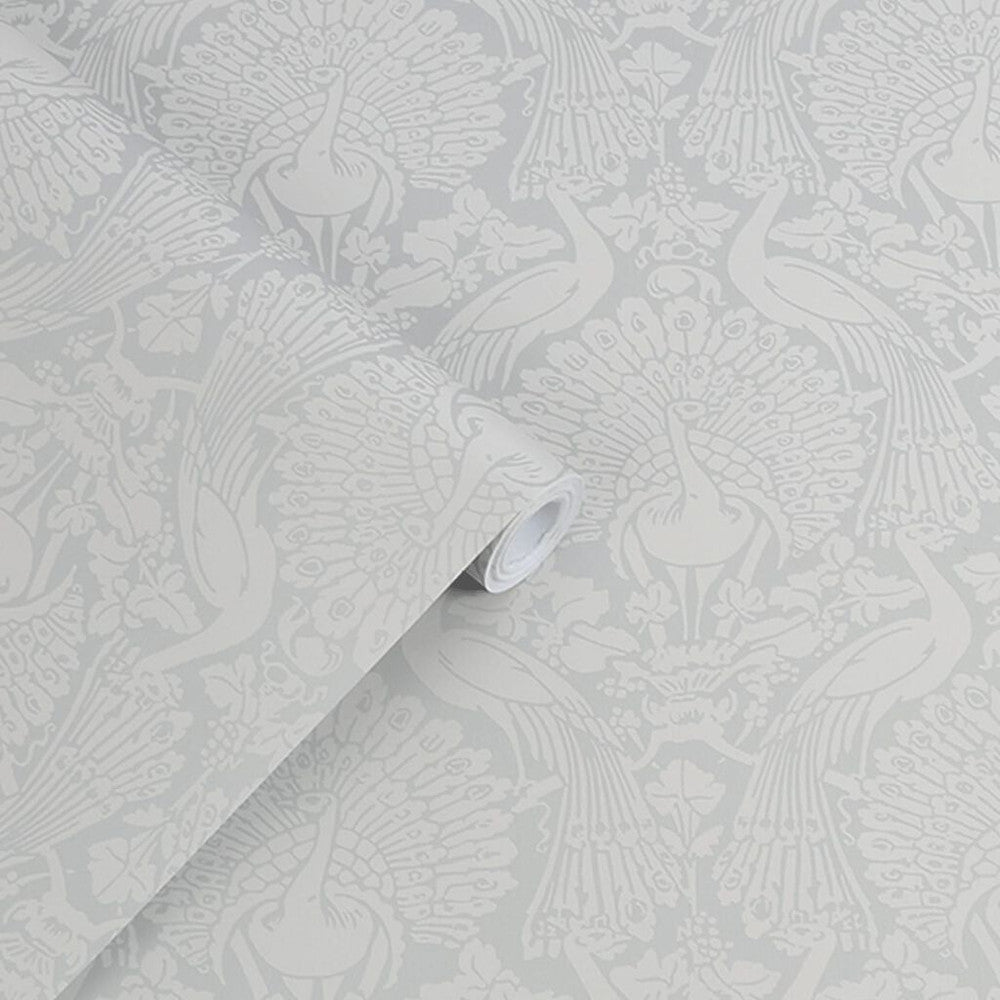 Peacock Damask Wallpaper - Pale Slate - Laura Ashley - 114911 - Premier Wallcovering