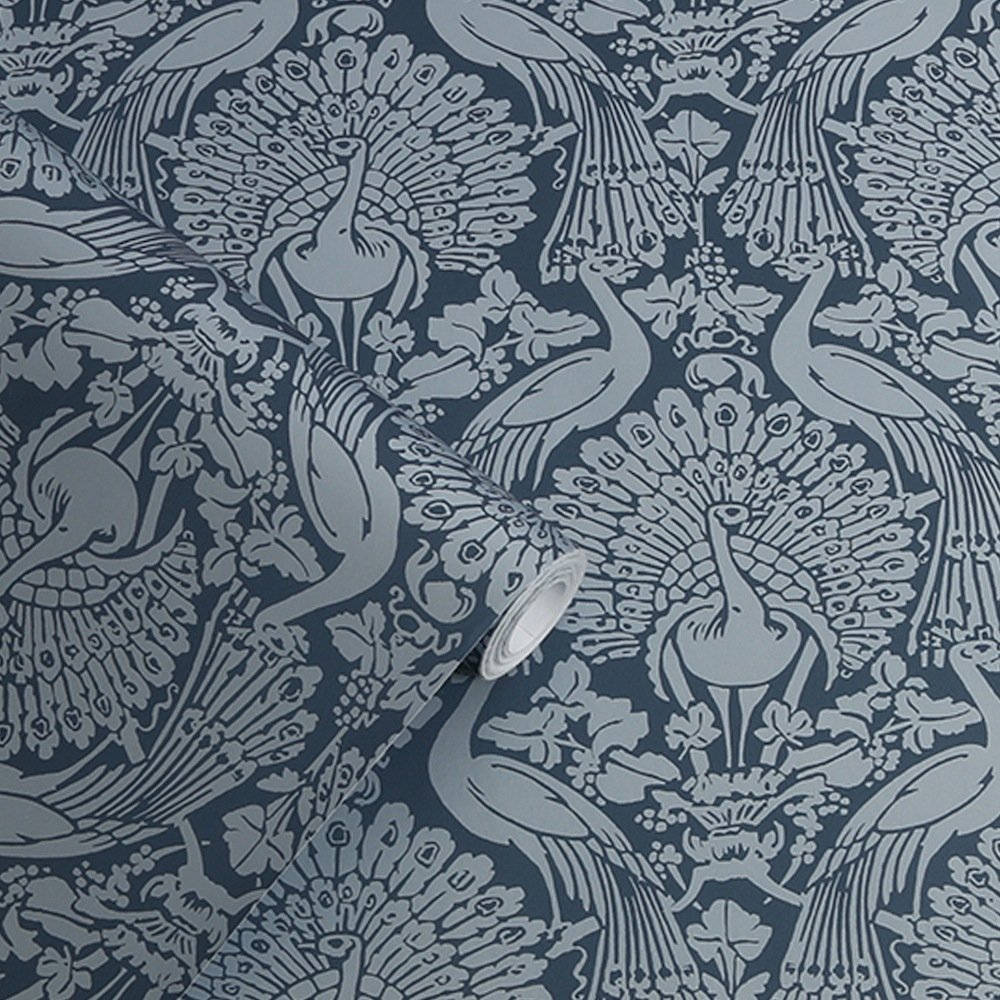 Peacock Damask Wallpaper - Dusky Seaspray - Laura Ashley - 114910 - Premier Wallcovering