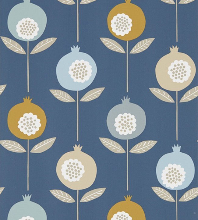 Pepino Wallpaper - Sky / Cinnamon / Ink - NNOU111543 - Scion