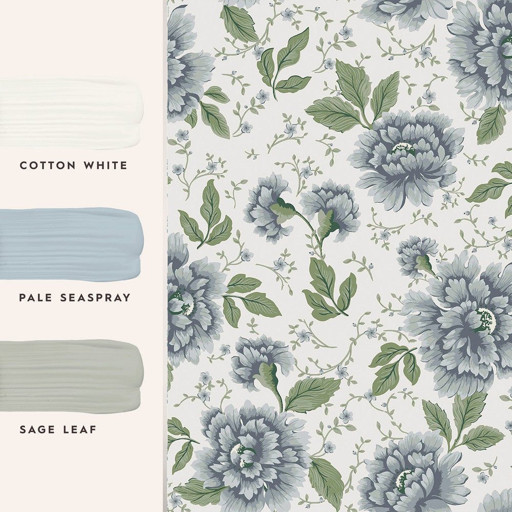 Pickworth Posy Wallpaper - Pale Seaspray Blue - Laura Ashley - 122747 - Premier Wallcovering