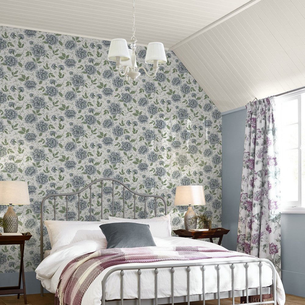 Pickworth Posy Wallpaper - Pale Seaspray Blue - Laura Ashley - 122747 - Premier Wallcovering