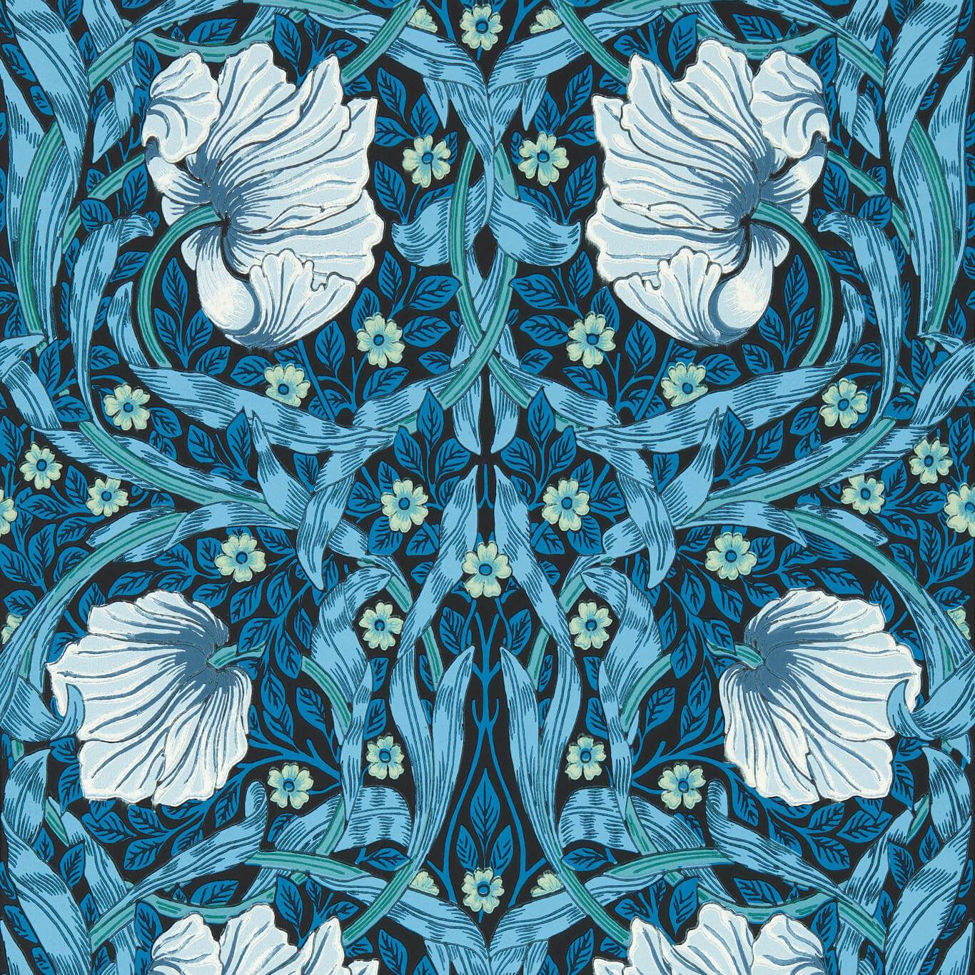 Pimpernel Wallpaper - Midnight/Opal - 217331 - Morris & Co - Premier Wallcovering