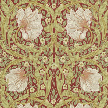 Pimpernel Wallpaper - Brick/Olive - Morris & Co - 216845 - Morris Wallpaper