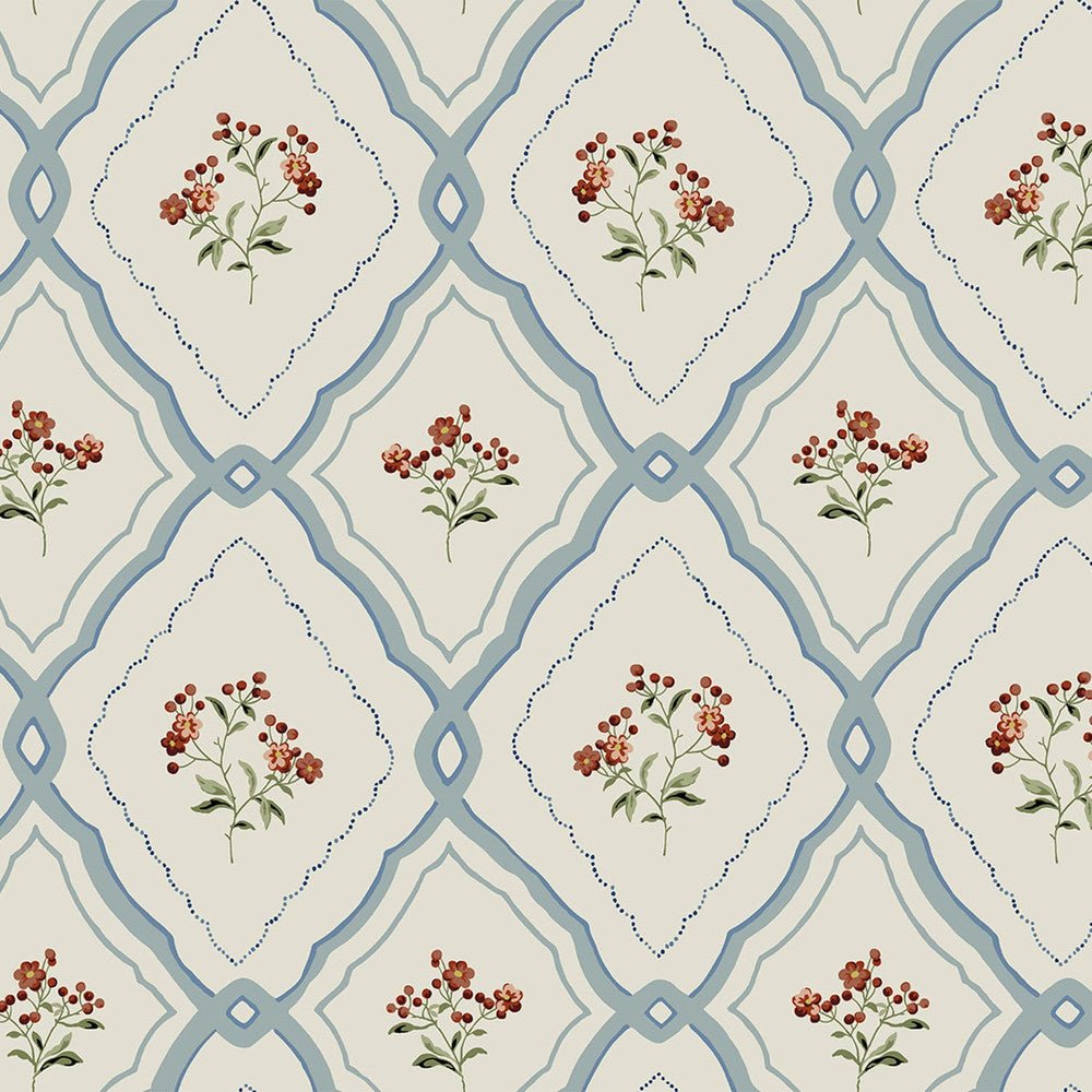 Pinford Trellis Wallpaper - Pale Seaspray Blue - Laura Ashley - 121066 - Premier Wallcovering