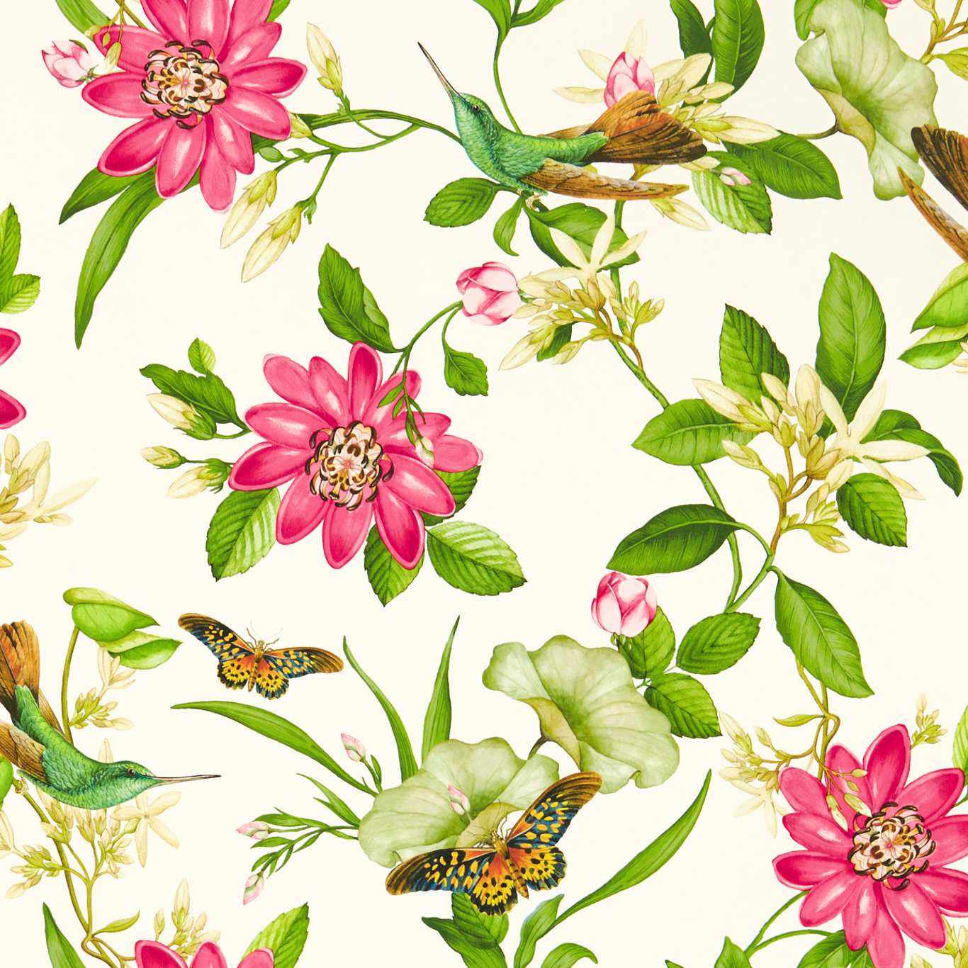 Pink Lotus Wallpaper - Ivory - Clarke & Clarke - W0132/02 - Premier Wallcovering