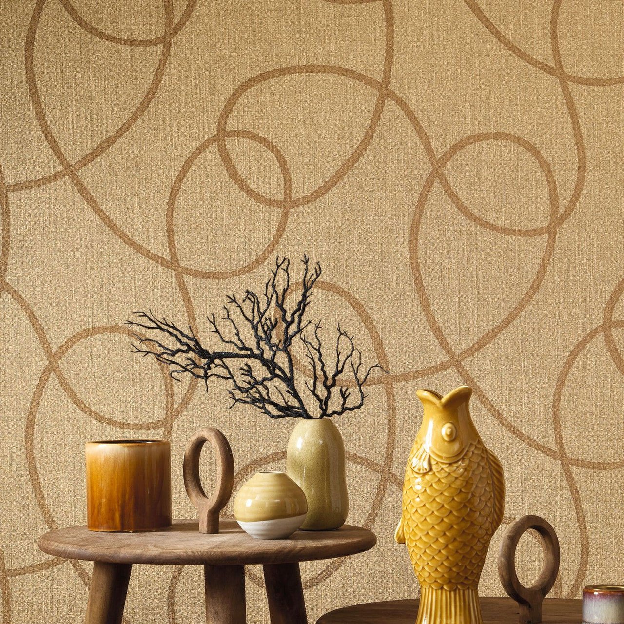 Pointe du Raz Seaside Wallpaper - Ocre - Casadeco - 201502442 - Premier Wallcovering