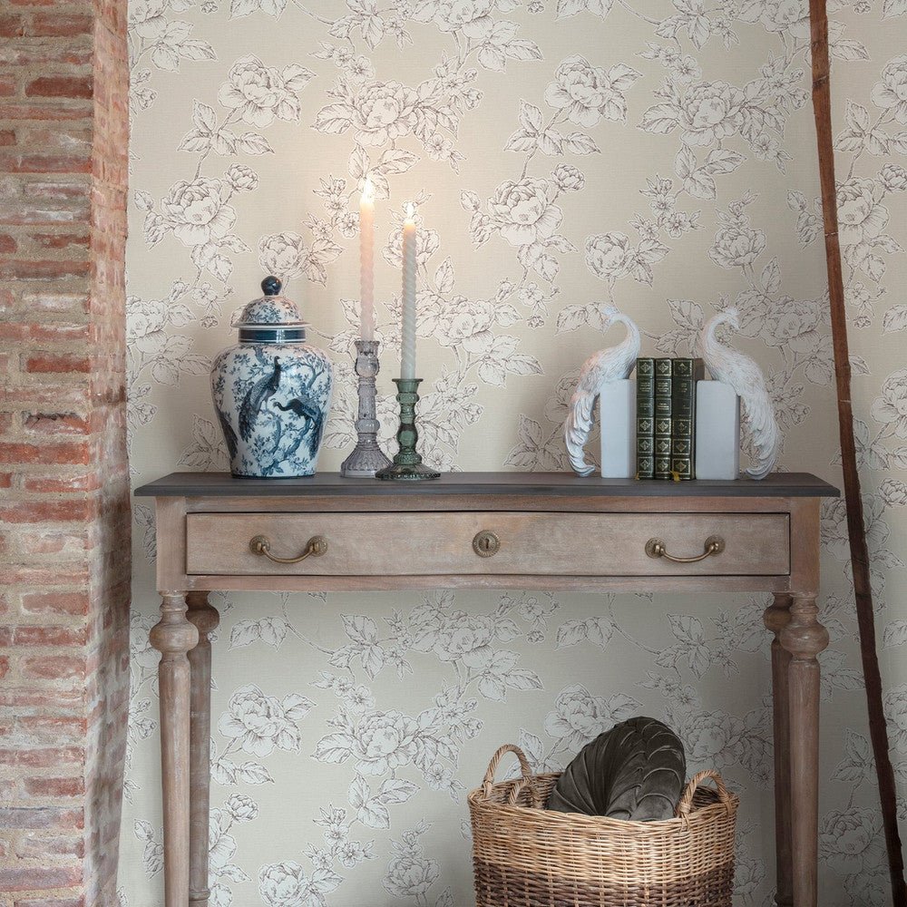 Pollington Roses Wallpaper - Natural - Laura Ashley - 127387 - Premier Wallcovering