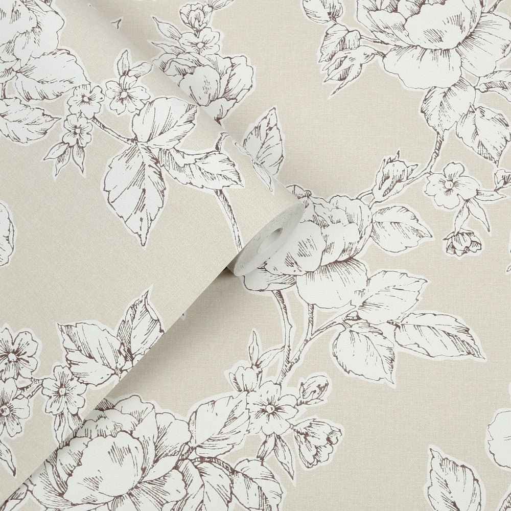 Pollington Roses Wallpaper - Natural - Laura Ashley - 127387 - Premier Wallcovering