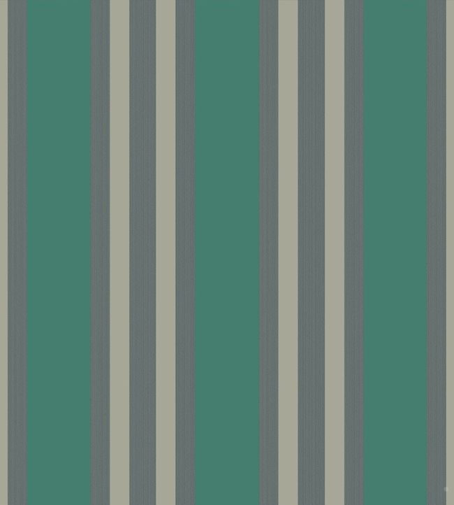 Polo Stripe Wallpaper - Viridian & Metallic Gilver - 110/1002 - Cole & Son - Premier Wallcovering
