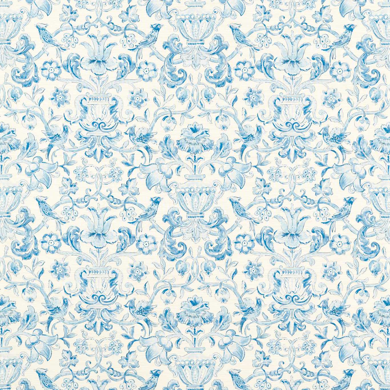 Pompadour Print Wallpaper - Indigo - Zoffany - ZCOT313015 - Morris Wallpaper