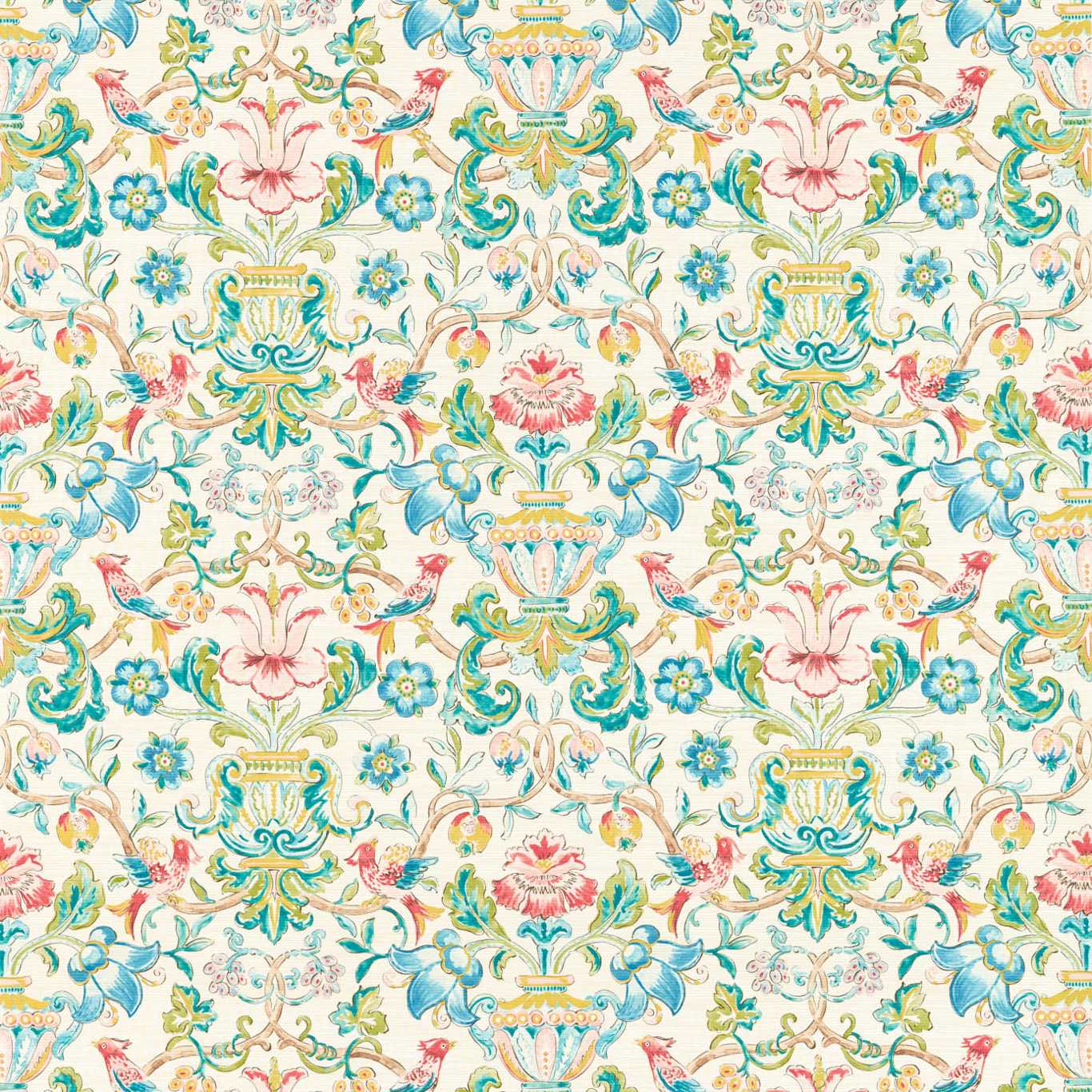 Pompadour Print Wallpaper - Multi - Zoffany - ZCOT313017 - Morris Wallpaper
