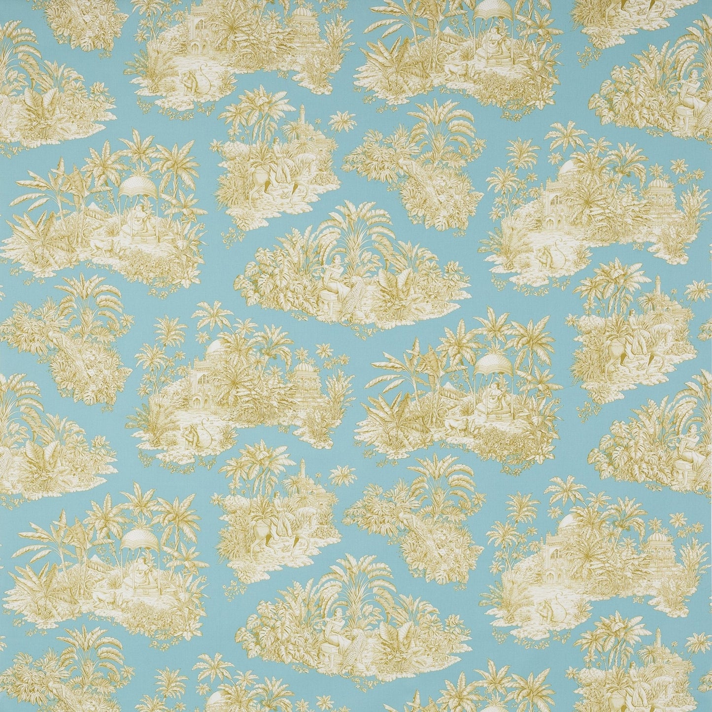 Pondichery Fabric - Aigue Marine - Manuel Canovas - M4078-02 - Premier Wallcovering