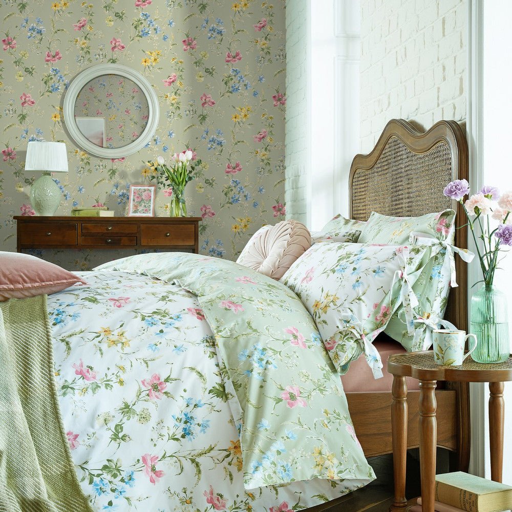 Poppy Meadow Wallpaper - Sage Green - Laura Ashley - 127405 - Premier Wallcovering