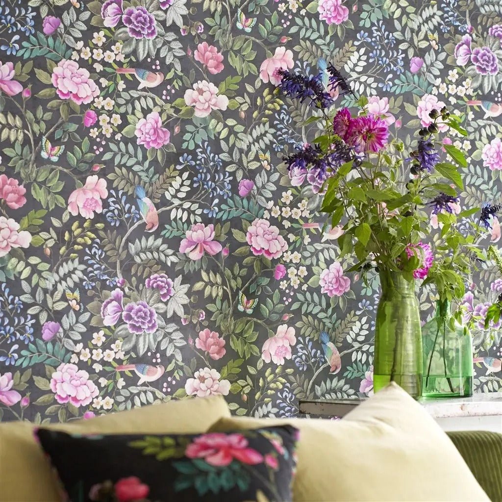 Porcelaine de Chine Wallpaper - Noir - PDG1146/02 - Designers Guild