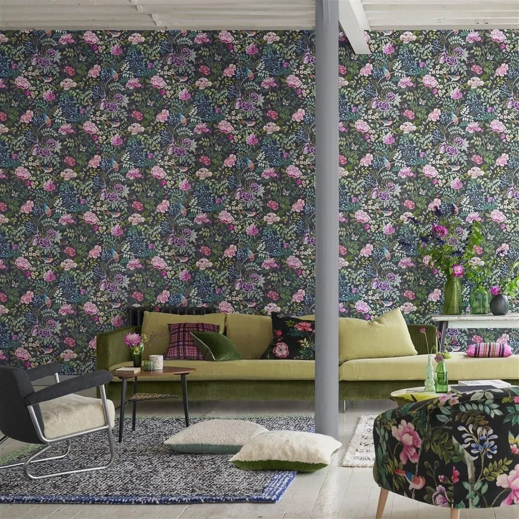 Porcelaine de Chine Wallpaper - Noir - PDG1146/02 - Designers Guild
