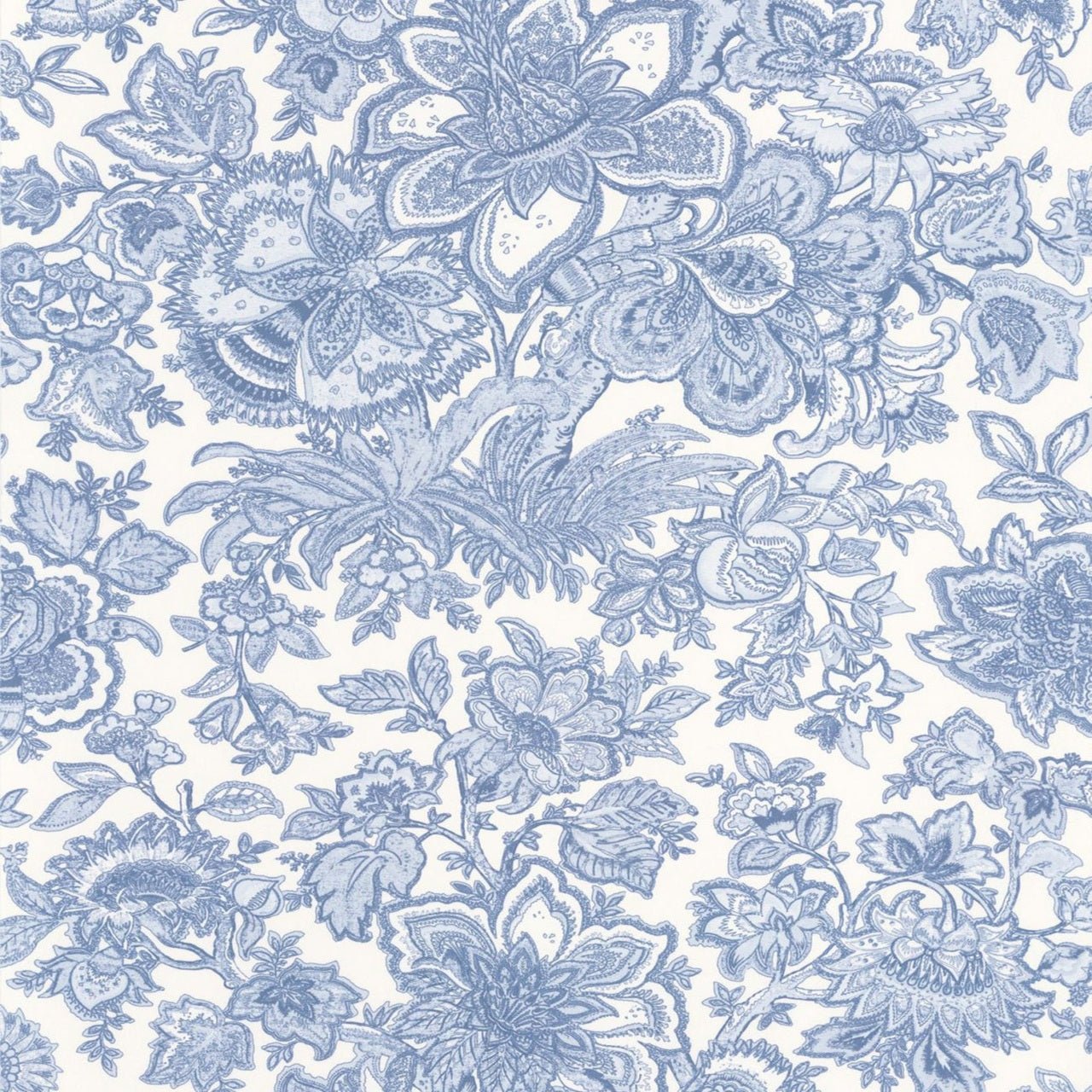 Provence Les Belles Toiles De Jouy Wallpaper - Bleu Porcelaine - Casadeco - 87946252 - Premier Wallcovering