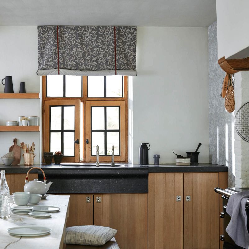 Pure Arbutus Embroidery Fabric - Inky Grey - Morris & Co - 236618 - Premier Wallcovering