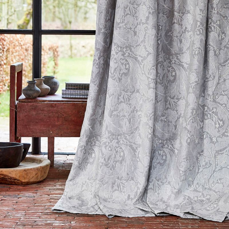 Pure Bachelors Button Embroidery Fabric - Grey Blue - Morris & Co - 236615 - Premier Wallcovering