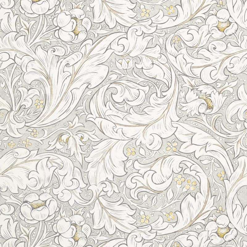 Pure Bachelors Button Print Fabric - Horned Poppy Grey - Morris & Co - 226486 - Premier Wallcovering