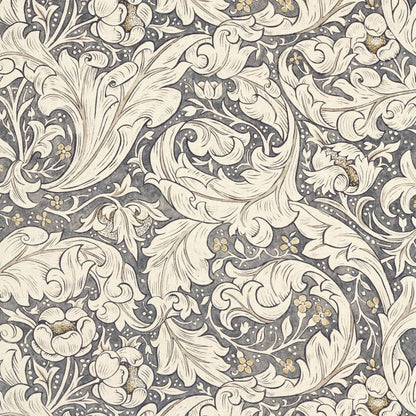 Pure Bachelors Button Print Fabric - Black Ink - Morris & Co - 226485 - Premier Wallcovering