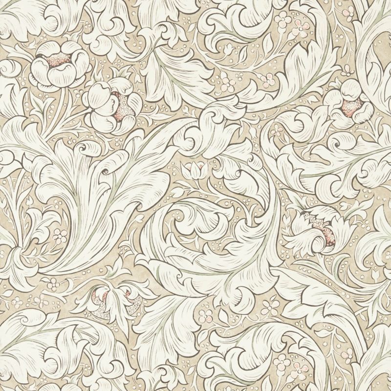 Pure Bachelors Button Wallpaper - Linen/Coral - 216051 - Morris & Co - Premier Wallcovering