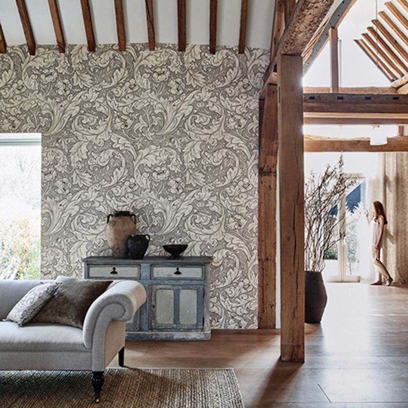 Pure Bachelors Button Wallpaper - Linen/Coral - Morris & Co - 216051 - Morris Wallpaper