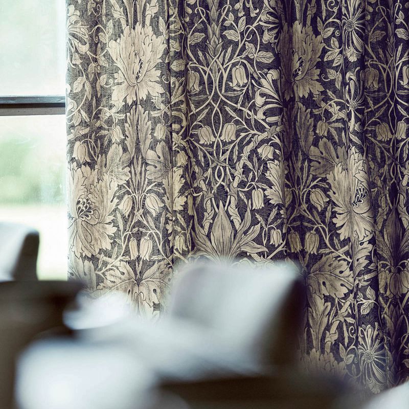 Pure Honeysuckle & Tulip Print Fabric - Light Grey Blue - Morris & Co - 226481 - Premier Wallcovering