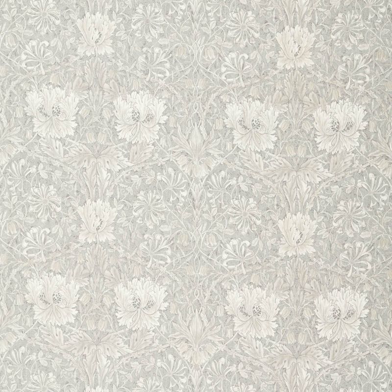 Pure Honeysuckle & Tulip Print Fabric - Light Grey Blue - Morris & Co - 226481 - Premier Wallcovering