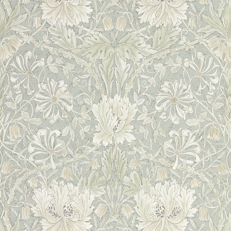 Pure Honeysuckle & Tulip Wallpaper - Grey Blue - 216525 - Morris & Co - Premier Wallcovering