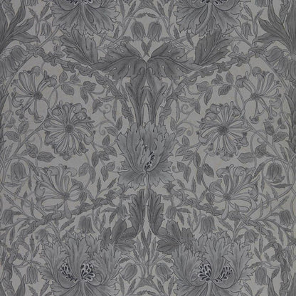 Pure Honeysuckle & Tulip Wallpaper - Black Ink - Morris & Co - 216523 - Morris Wallpaper