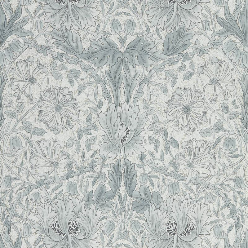 Pure Honeysuckle & Tulip Wallpaper - Cloud Grey - Morris & Co - 216524 - Morris Wallpaper