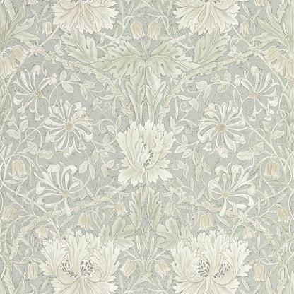 Pure Honeysuckle & Tulip Wallpaper - Grey Blue - Morris & Co - 216525 - Morris Wallpaper