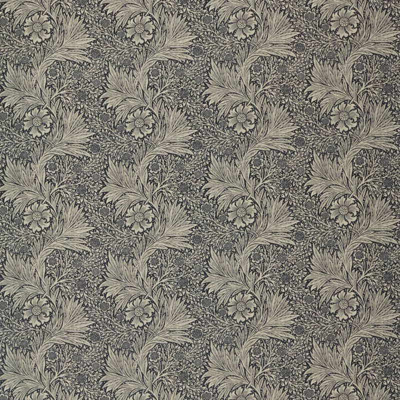 Pure Marigold Print Fabric - Black Ink - Morris & Co - 226484 - Premier Wallcovering