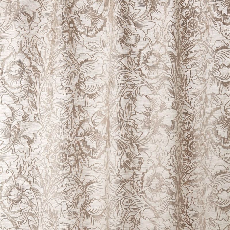Pure Poppy Embroidery Fabric - Pebble - Morris & Co - 236081 - Premier Wallcovering