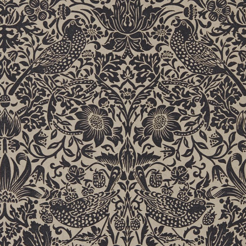 Pure Strawberry Thief Wallpaper - Gilver/Graphite - 216018 - Morris & Co - Premier Wallcovering