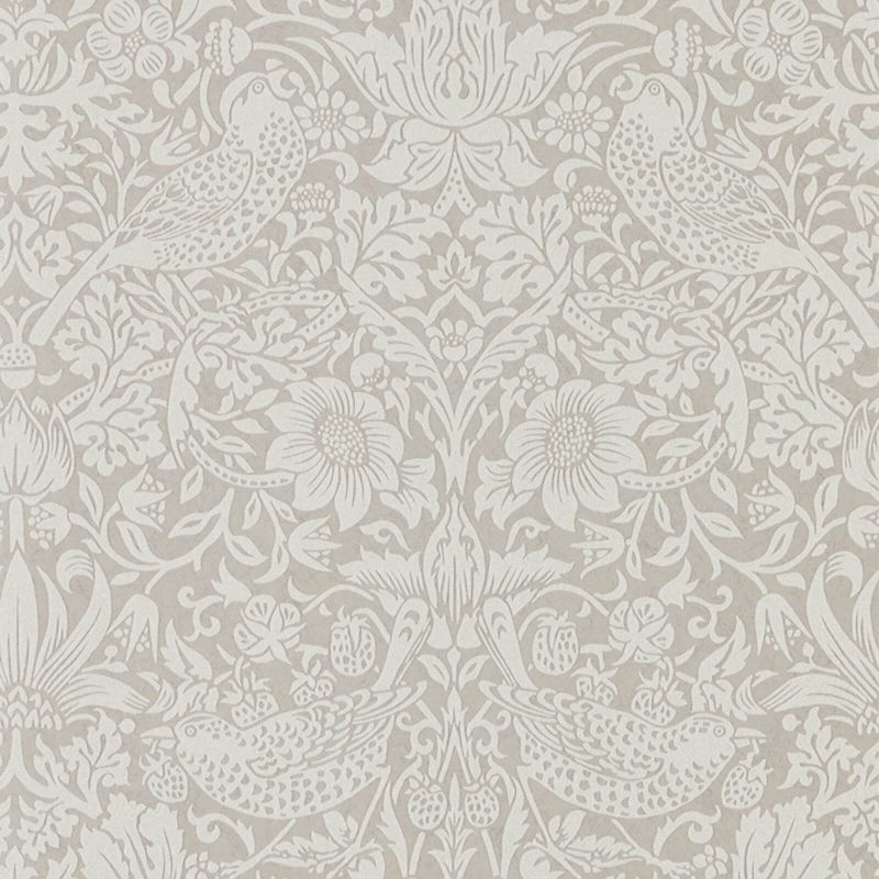 Pure Strawberry Thief Wallpaper - Silver/Stone - 216017 - Morris & Co - Premier Wallcovering