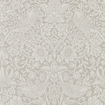 Pure Strawberry Thief Wallpaper - Silver/Stone - Morris & Co - 216017 - Morris Wallpaper