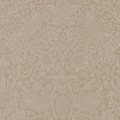 Pure Strawberry Thief Wallpaper - Taupe/Gilver - Morris & Co - 216019 - Morris Wallpaper