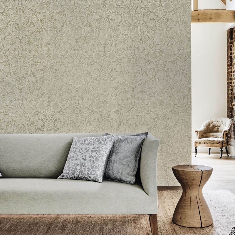 Pure Sunflower Wallpaper - Mole/Gold - 216045 - Morris & Co - Premier Wallcovering