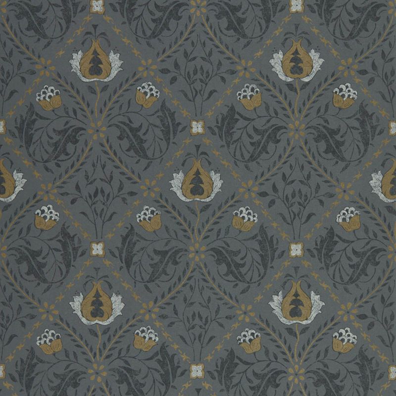 Pure Trellis Wallpaper - Black Ink - Morris & Co - 216527 - Morris Wallpaper